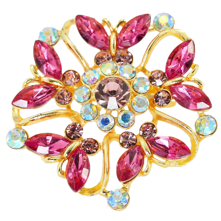 Брошь Вальс бабочек из розовых страз фото №4 Брошь Вальс бабочек из розовых страз фото №4