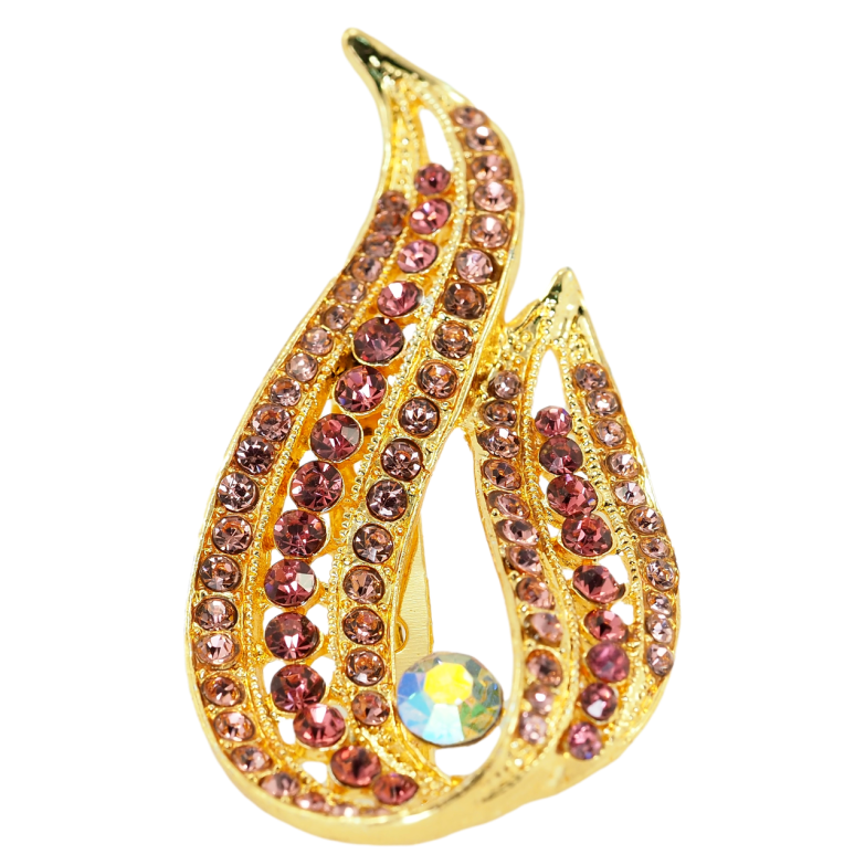 Брошь Огонек с розовыми стразами фото №1