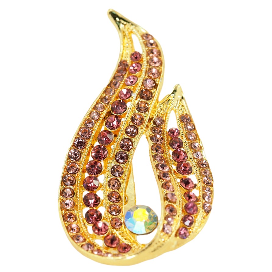 Брошь Огонек с розовыми стразами фото №1