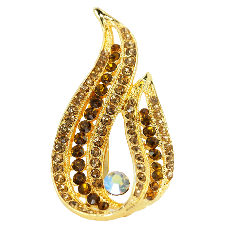 Брошь Огонек с коричневыми стразами фото №1