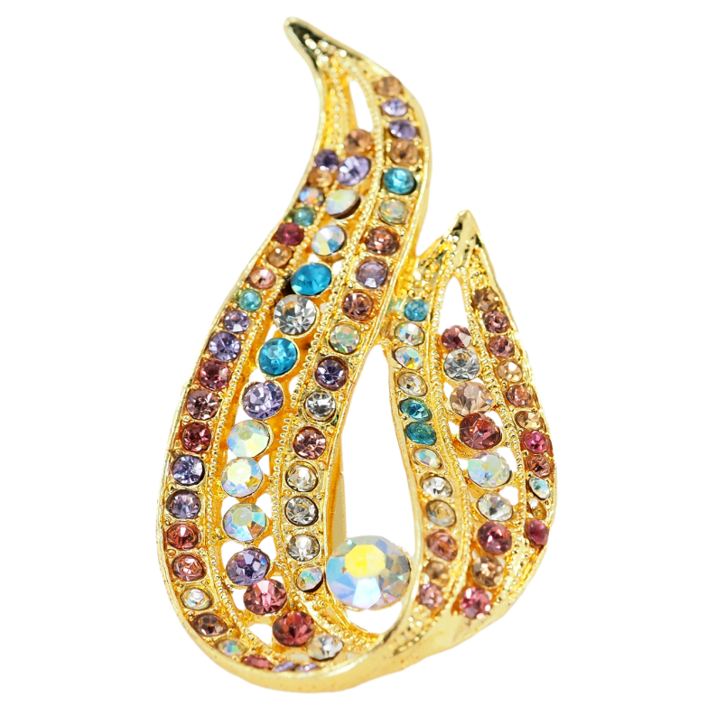 Брошь Огонек с разноцветными стразами фото №1