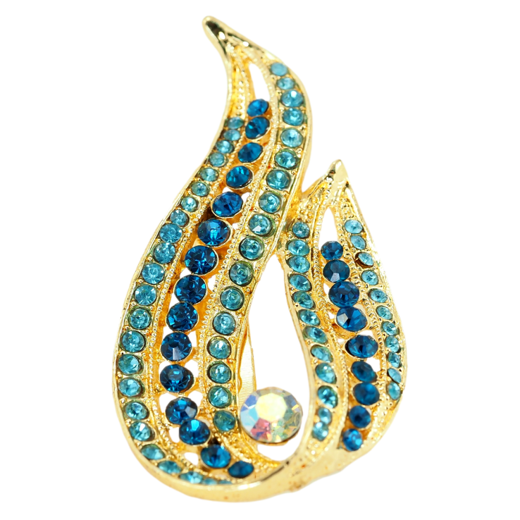 Брошь Огонек с голубыми стразами фото №3 Брошь Огонек с голубыми стразами фото №3