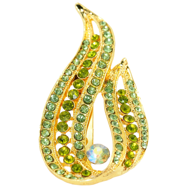 Брошь Огонек с зелёными стразами фото №2 Брошь Огонек с зелёными стразами фото №2