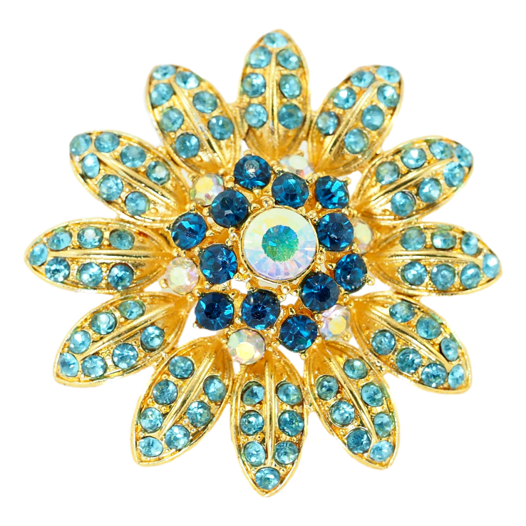 Брошка Квітка з блакитними стразами фото №11 Брошка Квітка з блакитними стразами фото №11