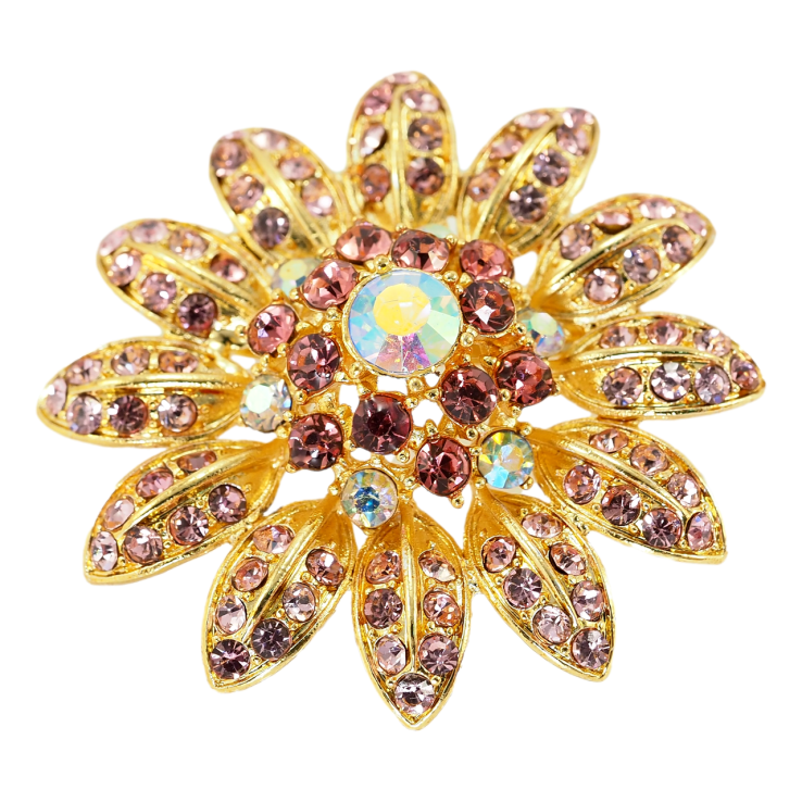 Брошка Квітка з рожевими стразами фото №8 Брошка Квітка з рожевими стразами фото №8