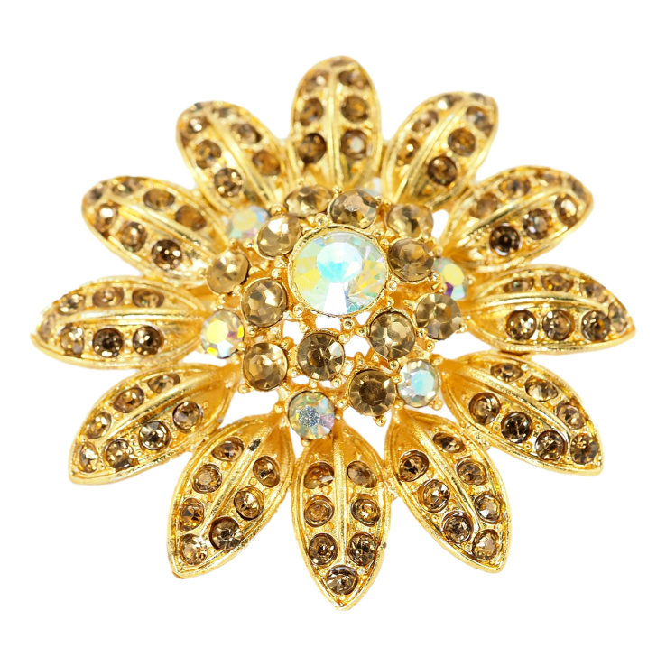 Брошка Квітка з коричневими стразами фото №5 Брошка Квітка з коричневими стразами фото №5
