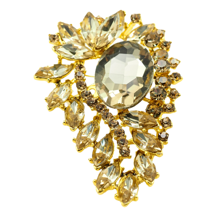 Брошка Квітковий орнамент із золотими стразами фото №3 Брошка Квітковий орнамент із золотими стразами фото №3