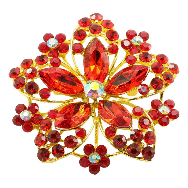 Брошь Красный Цветок фото №2