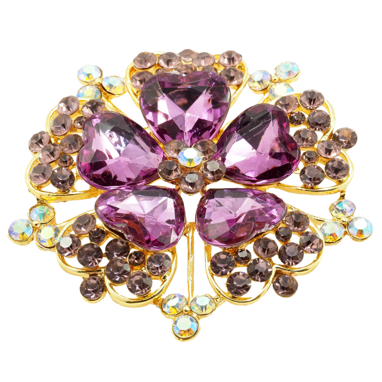 Брошь Цветок с бордовыми стразами фото №1 Брошь Цветок с бордовыми стразами фото №1