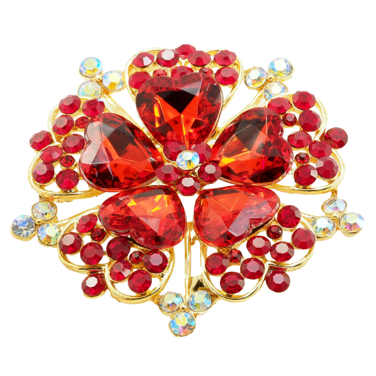 Брошь Цветок с красными стразами фото №10 Брошь Цветок с красными стразами фото №10