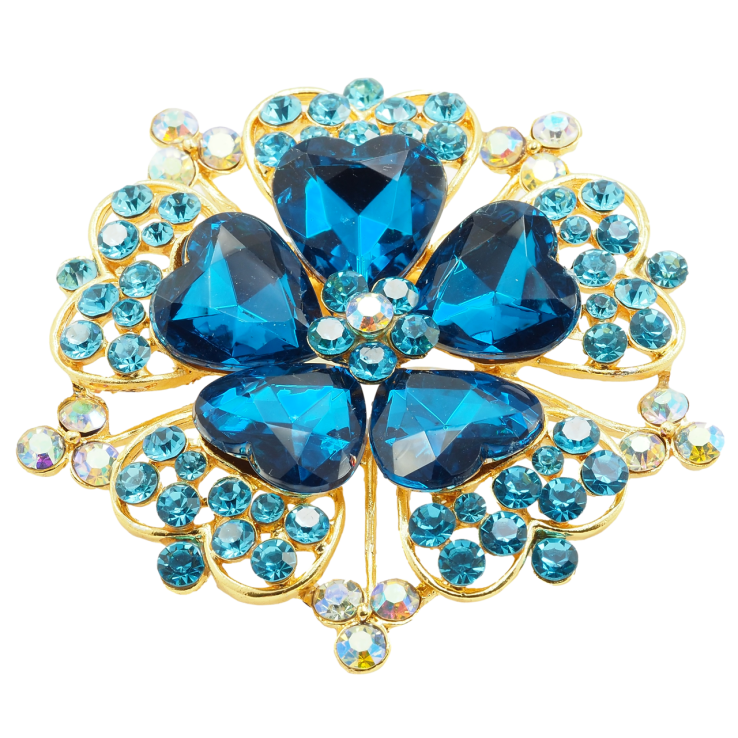 Брошка Квітка з бірюзовими стразами фото №16 Брошка Квітка з бірюзовими стразами фото №16
