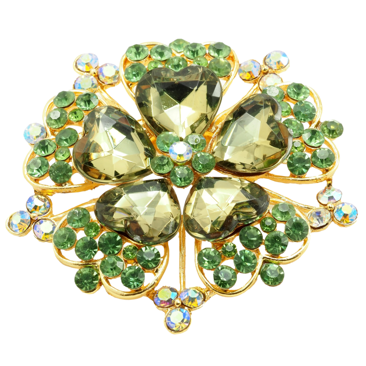Брошка Квітка із зеленими стразами фото №10