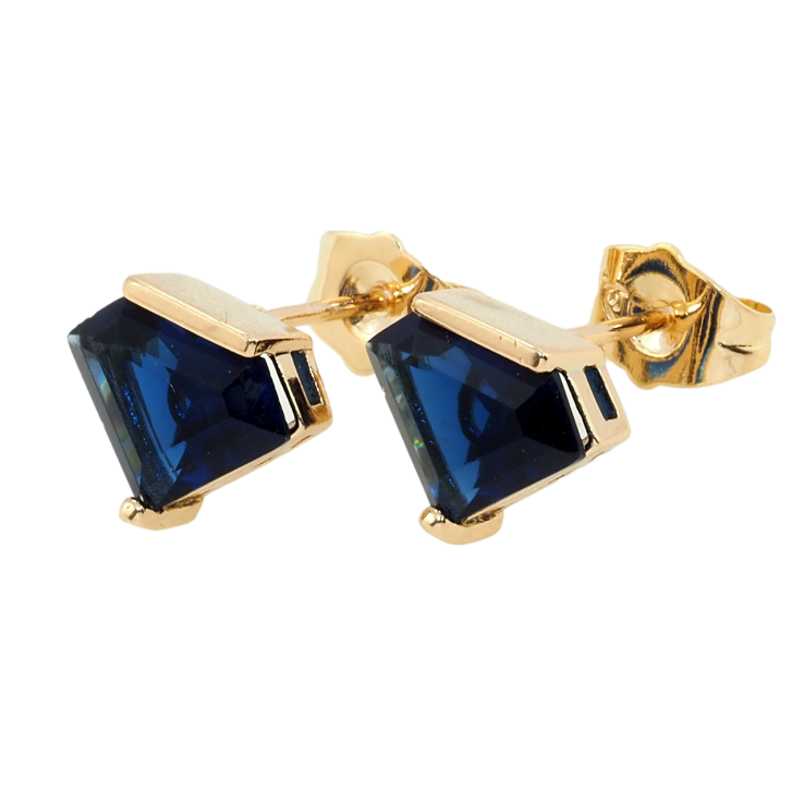 Серьги Xuping Позолота 18K пусеты Синие фианиты фото №8