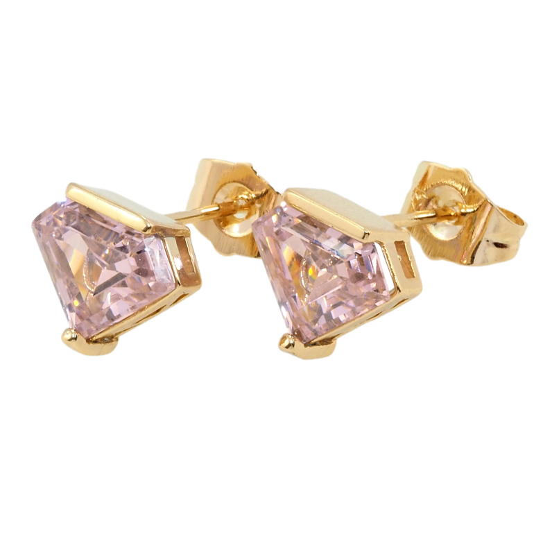 Серьги Xuping Позолота 18K пусеты Розовые фианиты фото №1