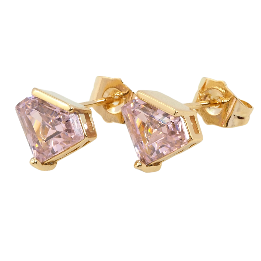 Серьги Xuping Позолота 18K пусеты Розовые фианиты фото №1