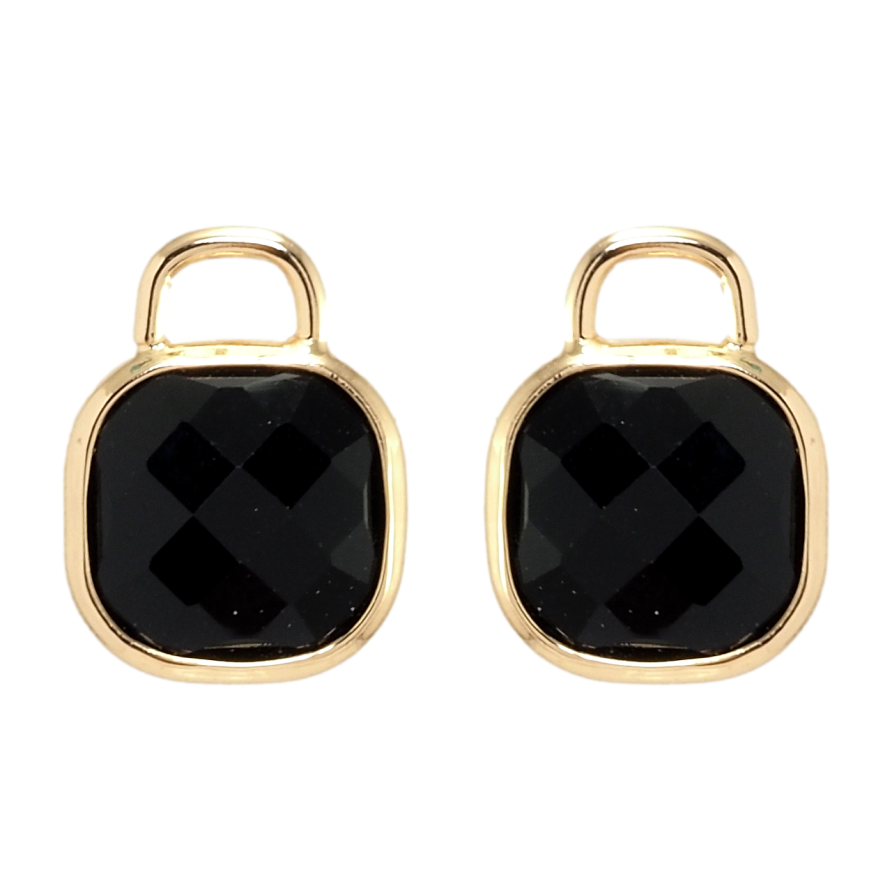 Сережки Xuping Позолота 18K пусети Чорні кристали фото №1