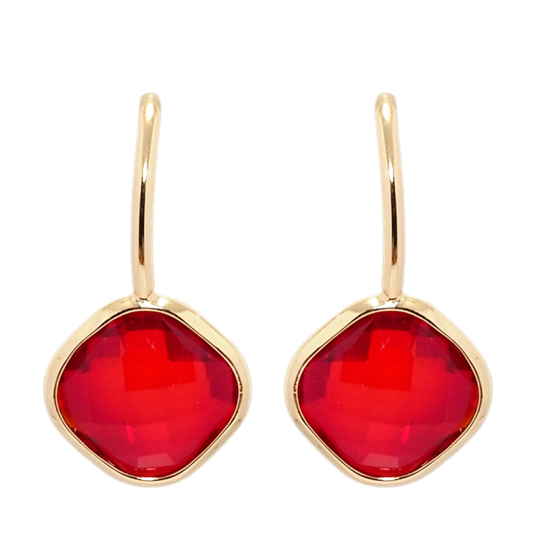 Серьги Xuping Позолота 18K пусеты Красные фианиты фото №4