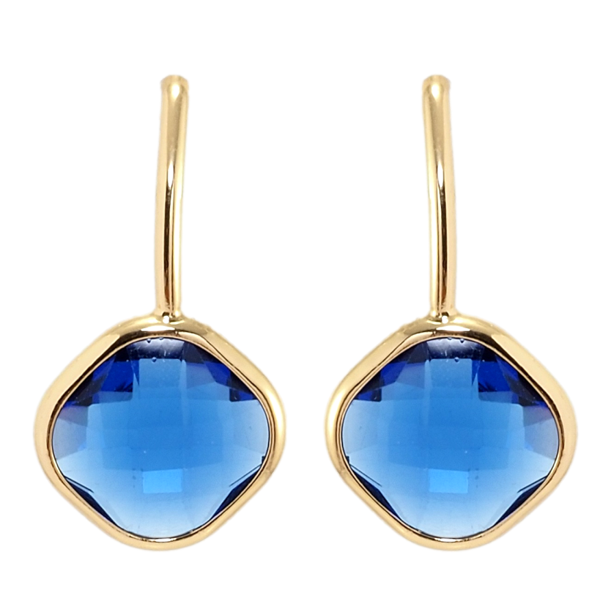 Сережки Xuping Позолота 18K пусети Сині фіаніти фото №1