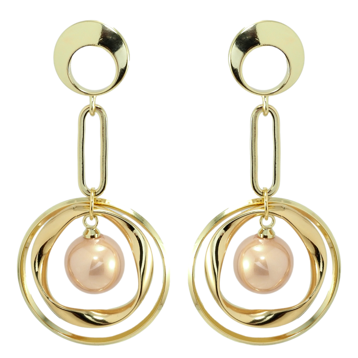 Сережки Xuping Позолота 14K пусети колечки з перламутровими перлинами фото №6 Сережки Xuping Позолота 14K пусети колечки з перламутровими перлинами фото №6