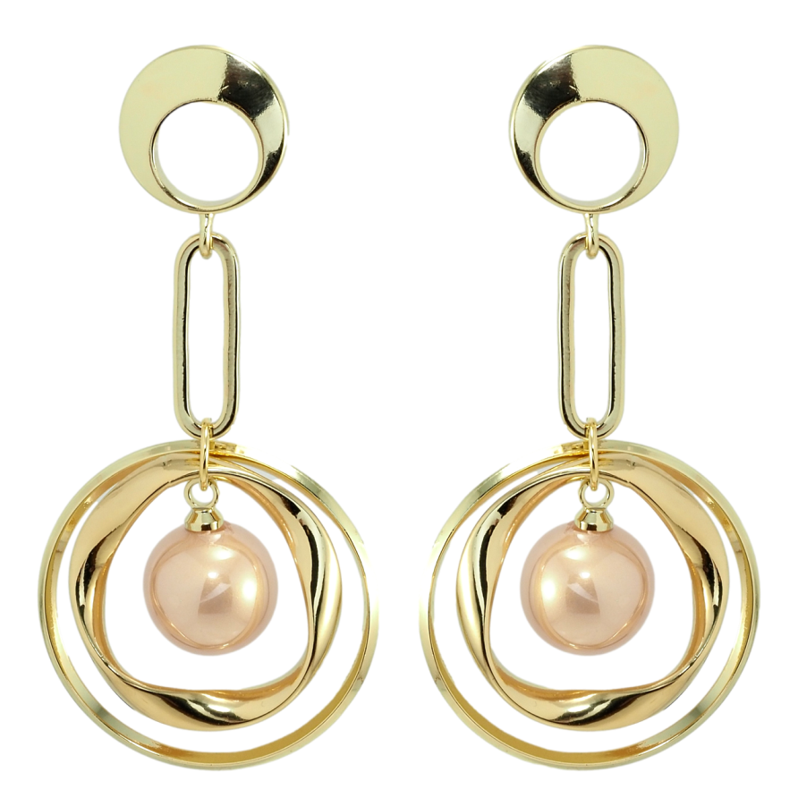 Сережки Xuping Позолота 14K пусети колечки з перламутровими перлинами фото №1 Сережки Xuping Позолота 14K пусети колечки з перламутровими перлинами фото №1