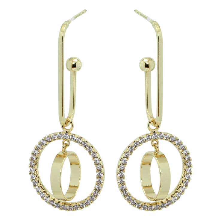 Сережки Xuping Позолота 14K пусети колечки з цирконієм фото №4 Сережки Xuping Позолота 14K пусети колечки з цирконієм фото №4