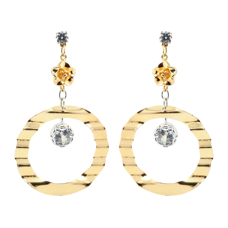 Сережки Xuping Позолота 18K+Родій пусети колечки з кристалом фото №21 Сережки Xuping Позолота 18K+Родій пусети колечки з кристалом фото №21