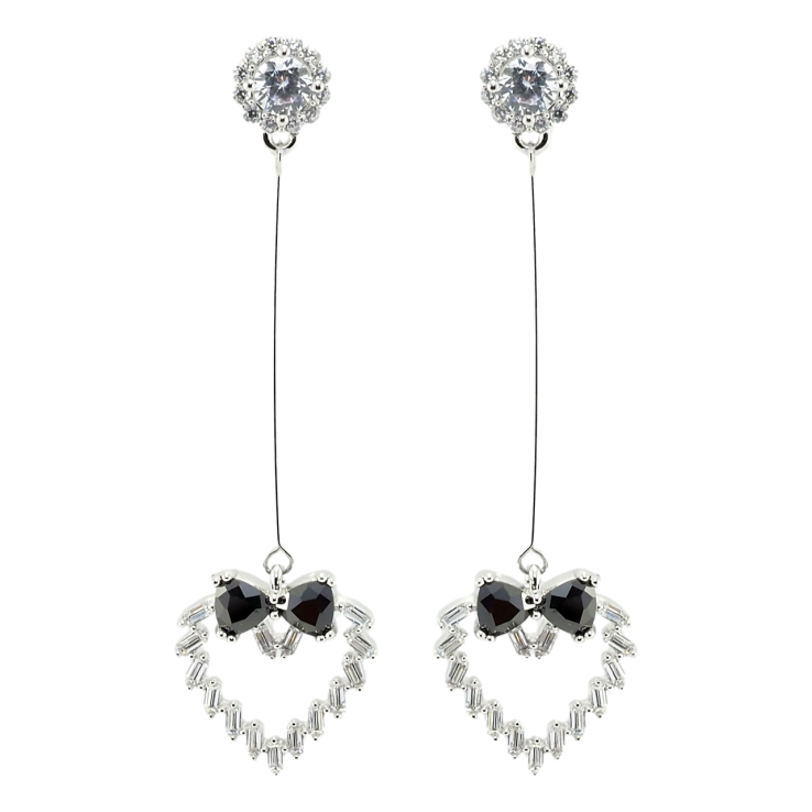 Серьги Xuping Родий пусеты Подвески сердца с бантиком фото №22