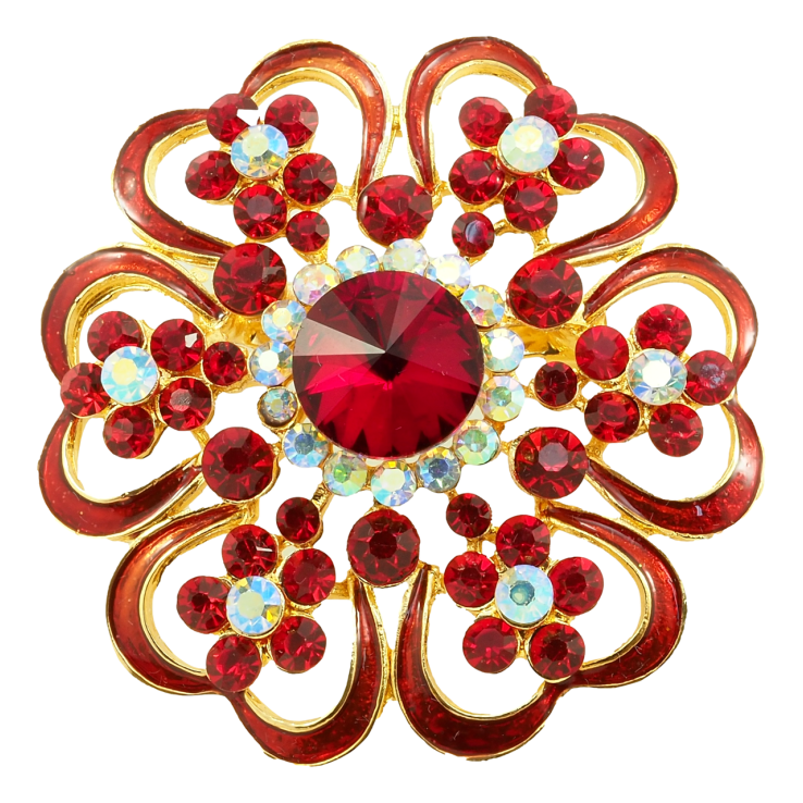 Брошка Квітка з профарбуванням червоною емаллю та стразами фото №16 Брошка Квітка з профарбуванням червоною емаллю та стразами фото №16
