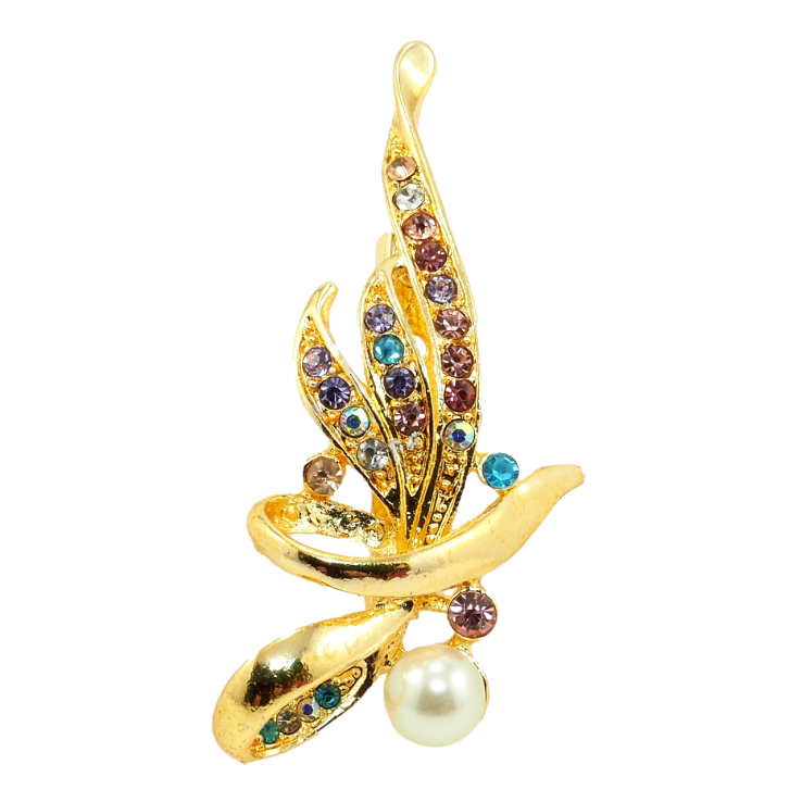 Брошь Букет с разноцветными стразами и жемчугом фото №5 Брошь Букет с разноцветными стразами и жемчугом фото №5