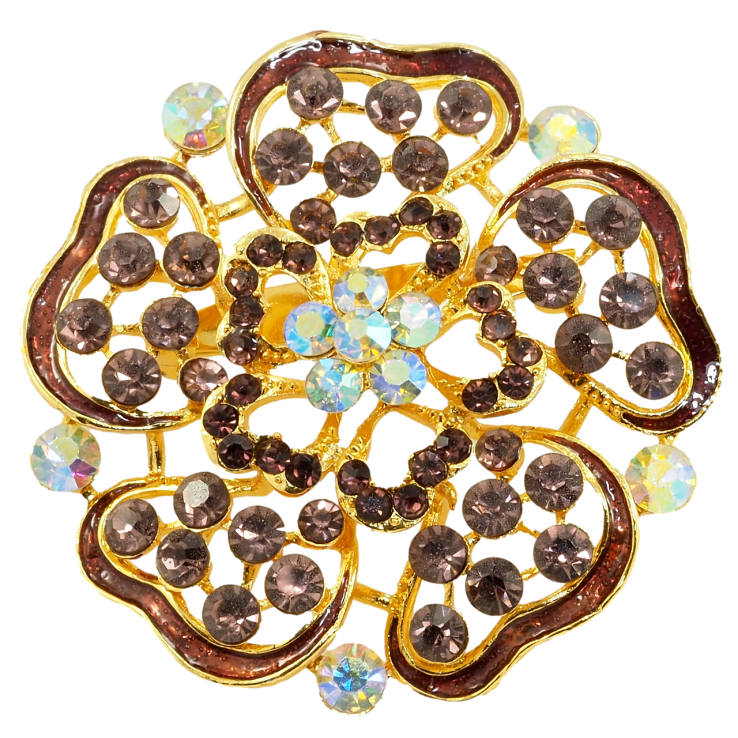 Брошка Квітка з бордовими стразами та емаллю фото №18 Брошка Квітка з бордовими стразами та емаллю фото №18