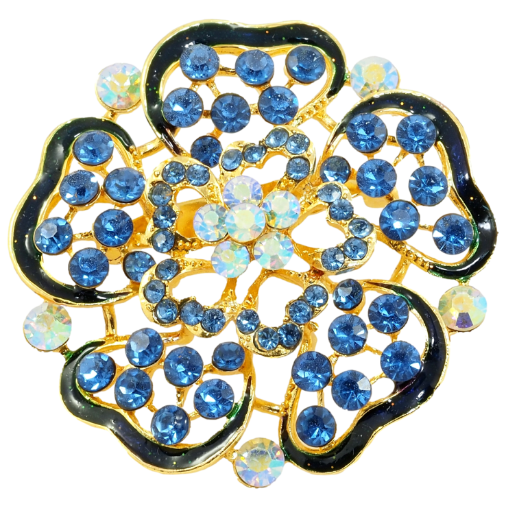 Брошка Квітка з синіми стразами та емаллю фото №11 Брошка Квітка з синіми стразами та емаллю фото №11