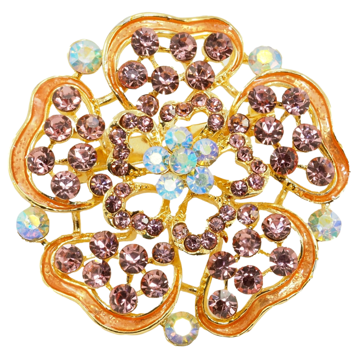 Брошка Квітка з рожевими стразами та емаллю фото №22 Брошка Квітка з рожевими стразами та емаллю фото №22