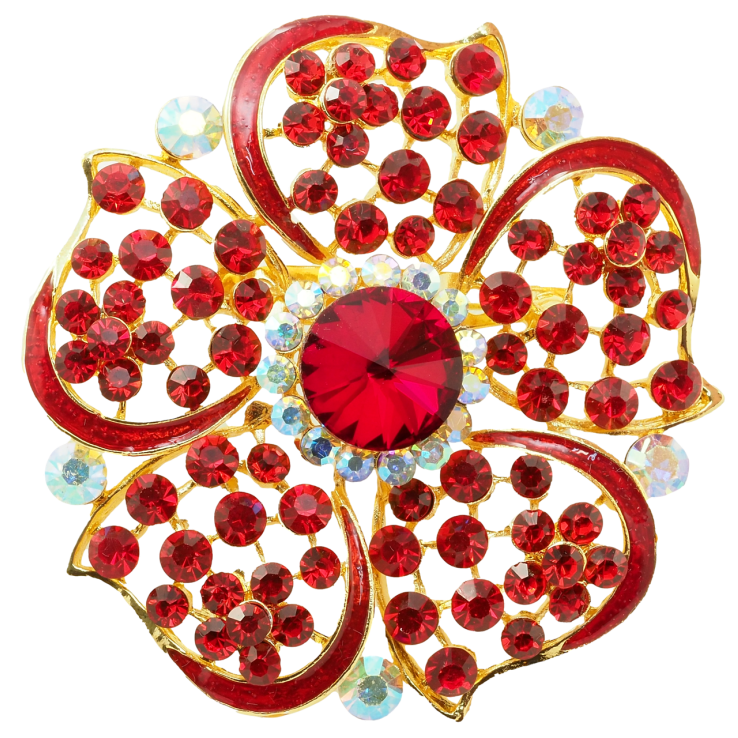 Брошь Красный цветок фото №2