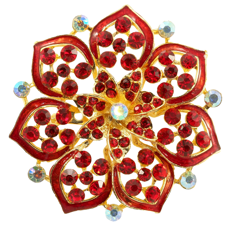 Брошь Красный цветок фото №3