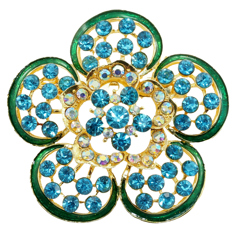 Брошь Бирюзовый цветок фото №1