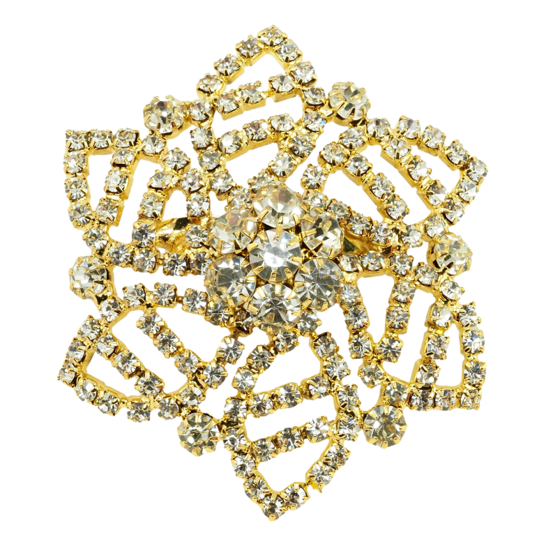 Брошка Сніжинка з білими стразами фото №1