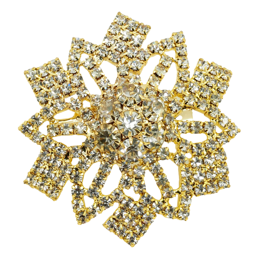 Брошь Цветочек с белыми стразами фото №1 Брошь Цветочек с белыми стразами фото №1