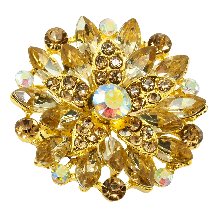 Брошь Цветок с коричневыми стразами фото №1 Брошь Цветок с коричневыми стразами фото №1