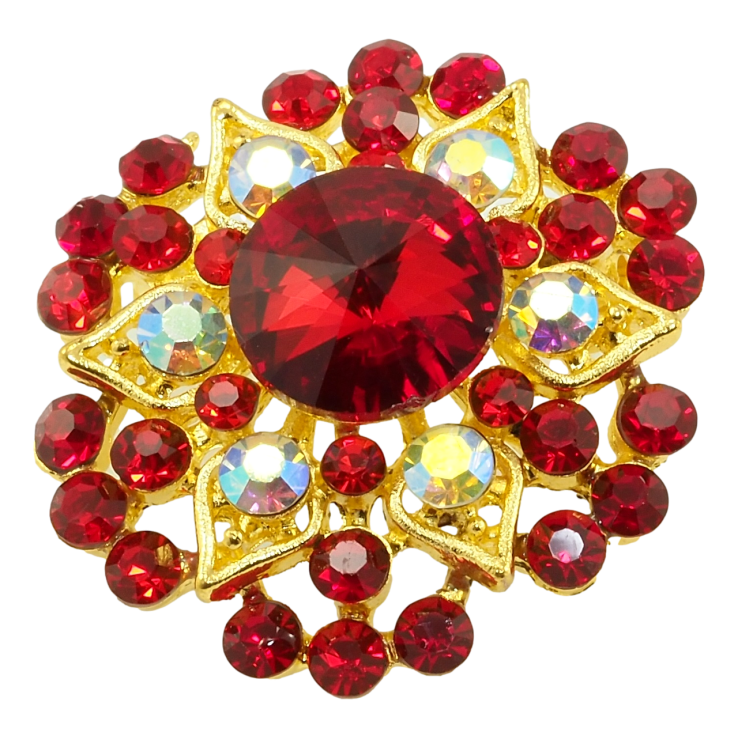 Брошка Квіточка з червоними стразами фото №12 Брошка Квіточка з червоними стразами фото №12