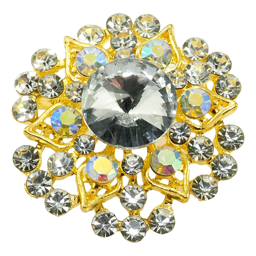 Брошка Квіточка з білими стразами фото №1 Брошка Квіточка з білими стразами фото №1