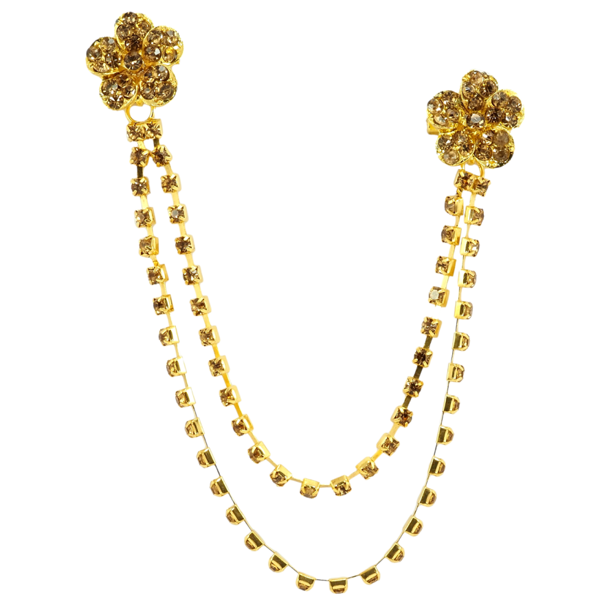 Брошь Два цветка с цепочками фото №1