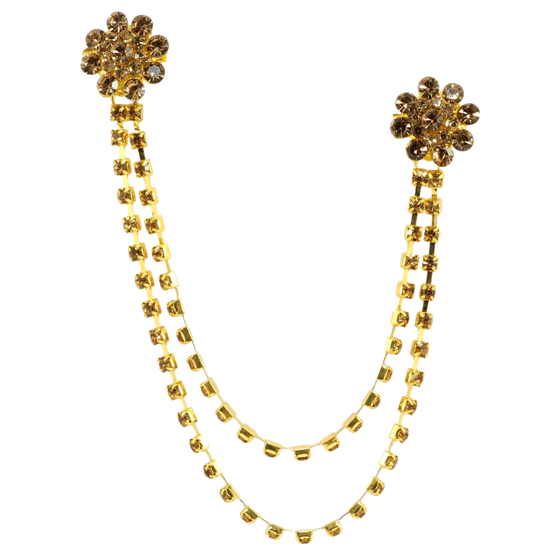 Брошка Дві квітки з ланцюжками фото №1