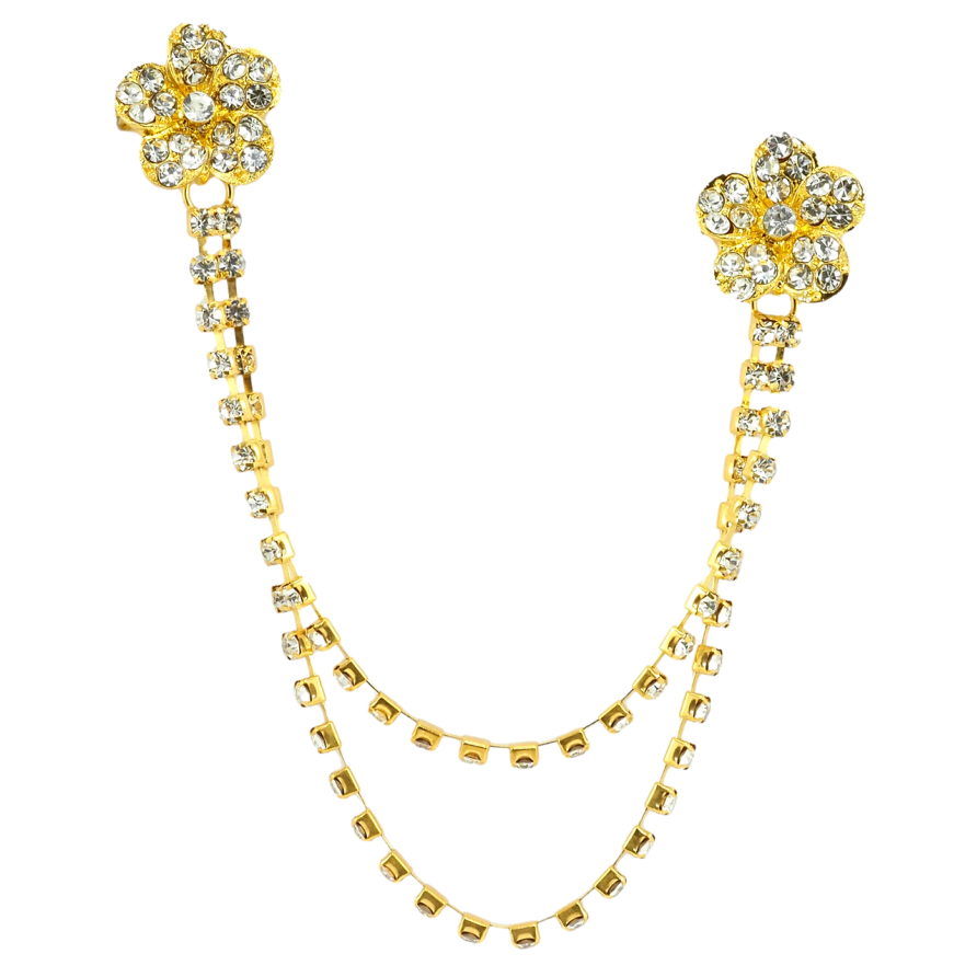 Брошка Дві квітки з ланцюжками фото №1