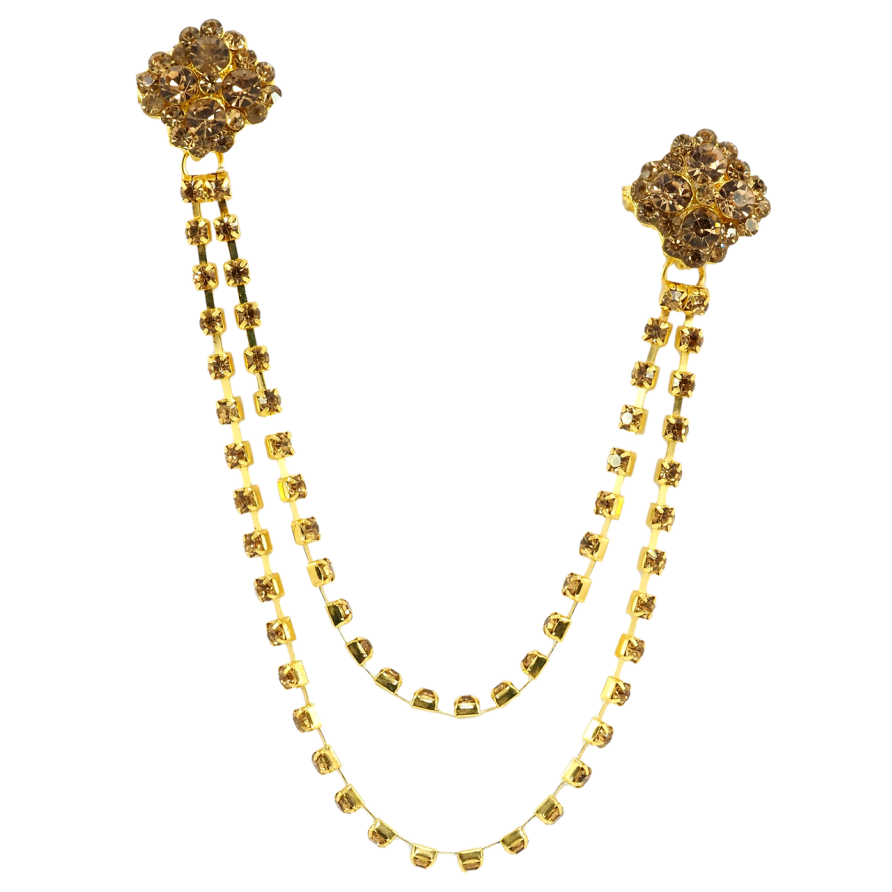 Брошка Дві квітки з ланцюжками фото №1