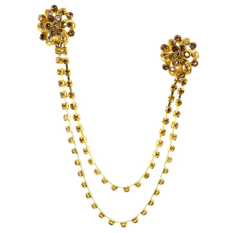 Брошка Дві квітки з ланцюжками фото №1