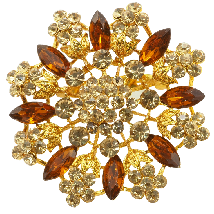 Брошь Цветок с коричневыми стразами фото №11 Брошь Цветок с коричневыми стразами фото №11