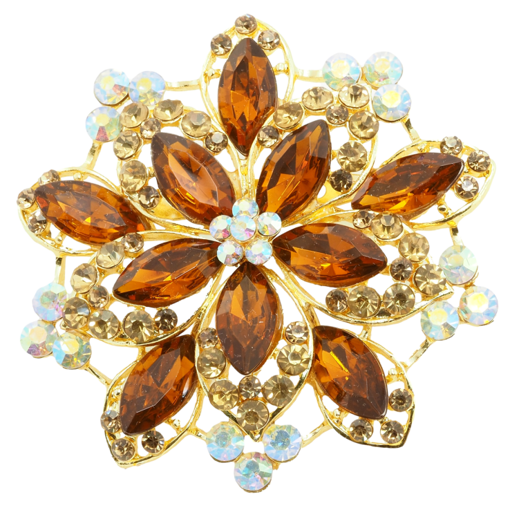 Брошь Цветок с коричневыми стразами фото №13 Брошь Цветок с коричневыми стразами фото №13