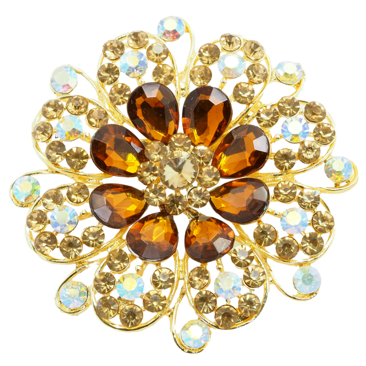Брошка Квітка з коричневими стразами фото №8 Брошка Квітка з коричневими стразами фото №8