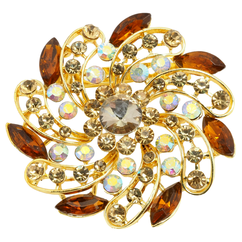 Брошь Цветок с коричневыми стразами фото №1 Брошь Цветок с коричневыми стразами фото №1