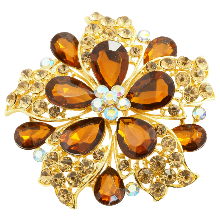 Брошь Цветок с коричневыми стразами фото №12 Брошь Цветок с коричневыми стразами фото №12